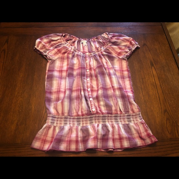 SALE Plaid Peasant Style Blouse - Picture 4 of 9